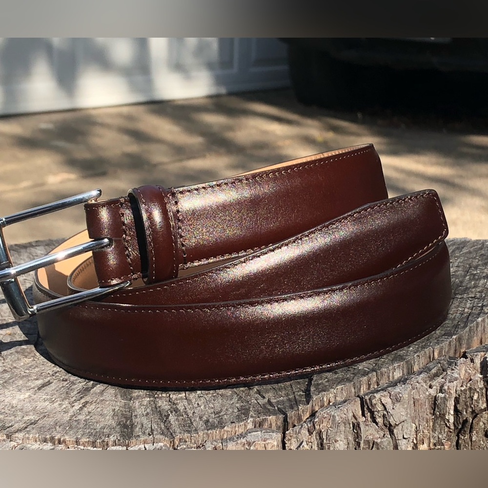 Men's Polished Brown Leather Belt - Classic Everyday Style NWOT